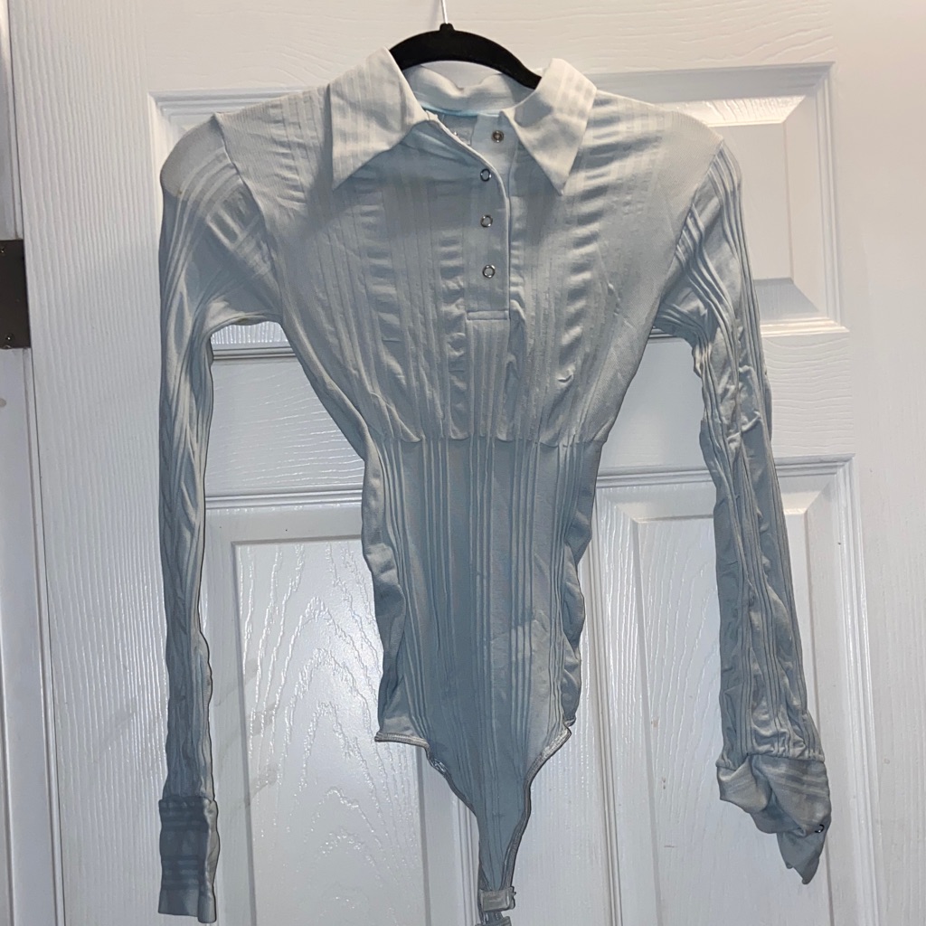 Chic Sky Blue Button-Down Bodysuit